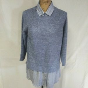 Sweater with half blouse under